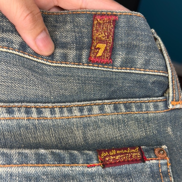 7 For All Mankind Dirty Wash Blue Boot Cut Jeans Mid Rise Vintage Y2K Sz 28 EUC - Picture 14 of 14